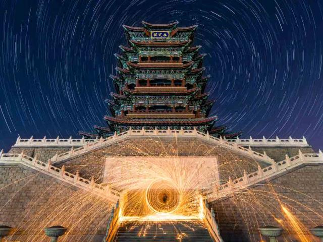 门头沟区永定楼的星夜，北京