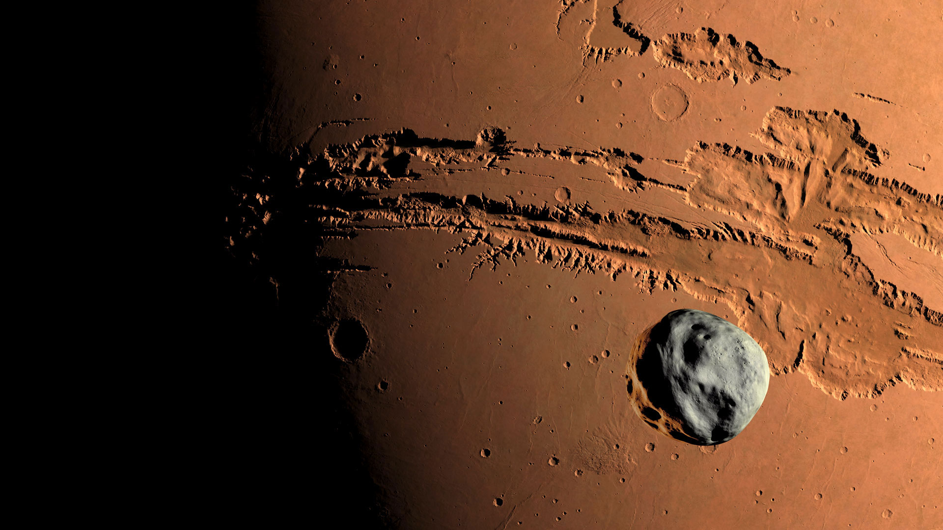 火星上的峡谷系统-水手号峡谷地区上的小行星