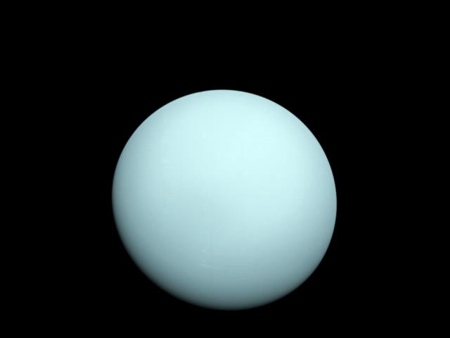 1986年由太空探测器旅行者2号拍摄的天王星照片
