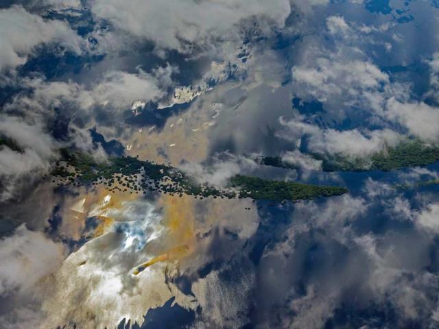 马瑙斯附近的亚马逊河流域鸟瞰图，巴西
