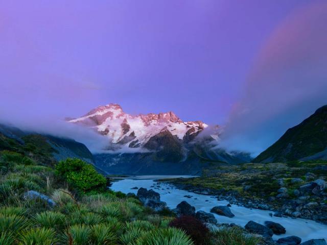 奥拉基库克山国家公园中的塞夫顿山，新西兰南岛