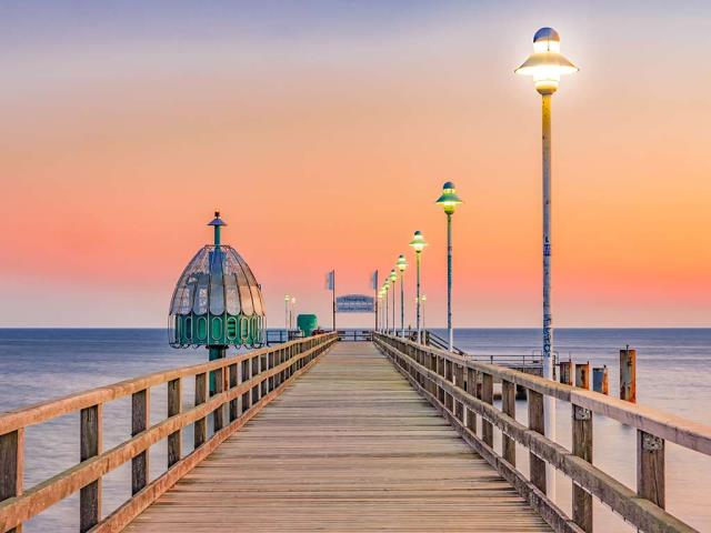 Zinnowitz pier on Usedom island in the Baltic Sea, Germany