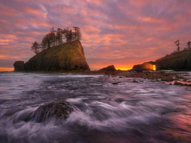 奥林匹克海岸国家海洋保护区的海岸线，美国华盛顿州