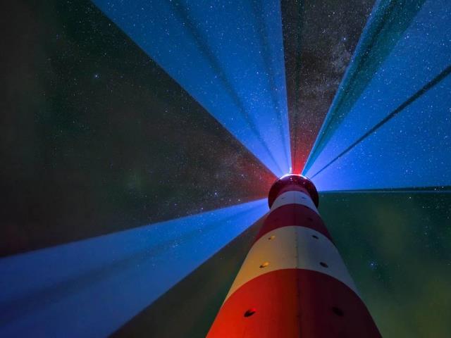 星空下的灯塔，德国Westerhever镇