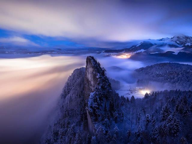 贝希特斯加登阿尔卑斯山脉全景，德国巴伐利亚州