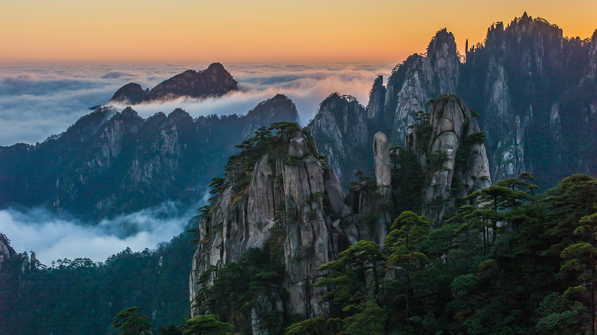 黄山的日出，中国