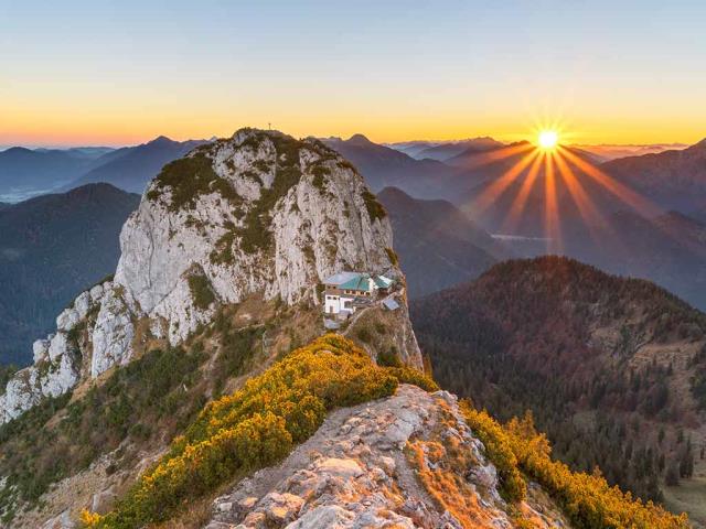 泰根塞山脉Roßstein山顶的景色，德国巴伐利亚州