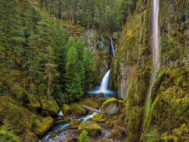 Wahclella Falls，哥伦比亚河峡谷，俄勒冈州，美国