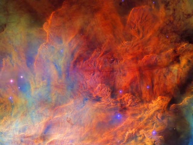 礁湖星云中的星际云，由哈勃太空望远镜拍摄