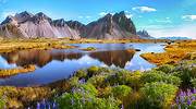 冰岛，斯托克斯内斯岬角上的 Vestrahorn 山