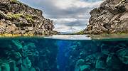 冰岛，辛格维利尔 (Tingvellir) 国家公园中的丝浮拉大裂缝景观