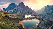 意大利，南蒂罗尔，Sexten Dolomites 的 Piani 湖