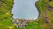 法罗群岛，Tjørnuvík 村鸟瞰图