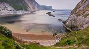 英格兰，多塞特海岸上的 Man of War 海湾